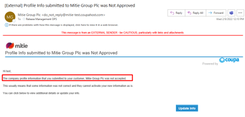 Re-update after rejection